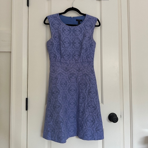J. Crew Blue Eyelet Jacquard Fit & Flare Dress C9228 (Size 4) - Picture 3 of 10